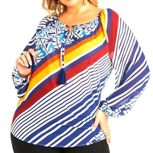 Ashley Stewart Keyhole Sheer Blouse